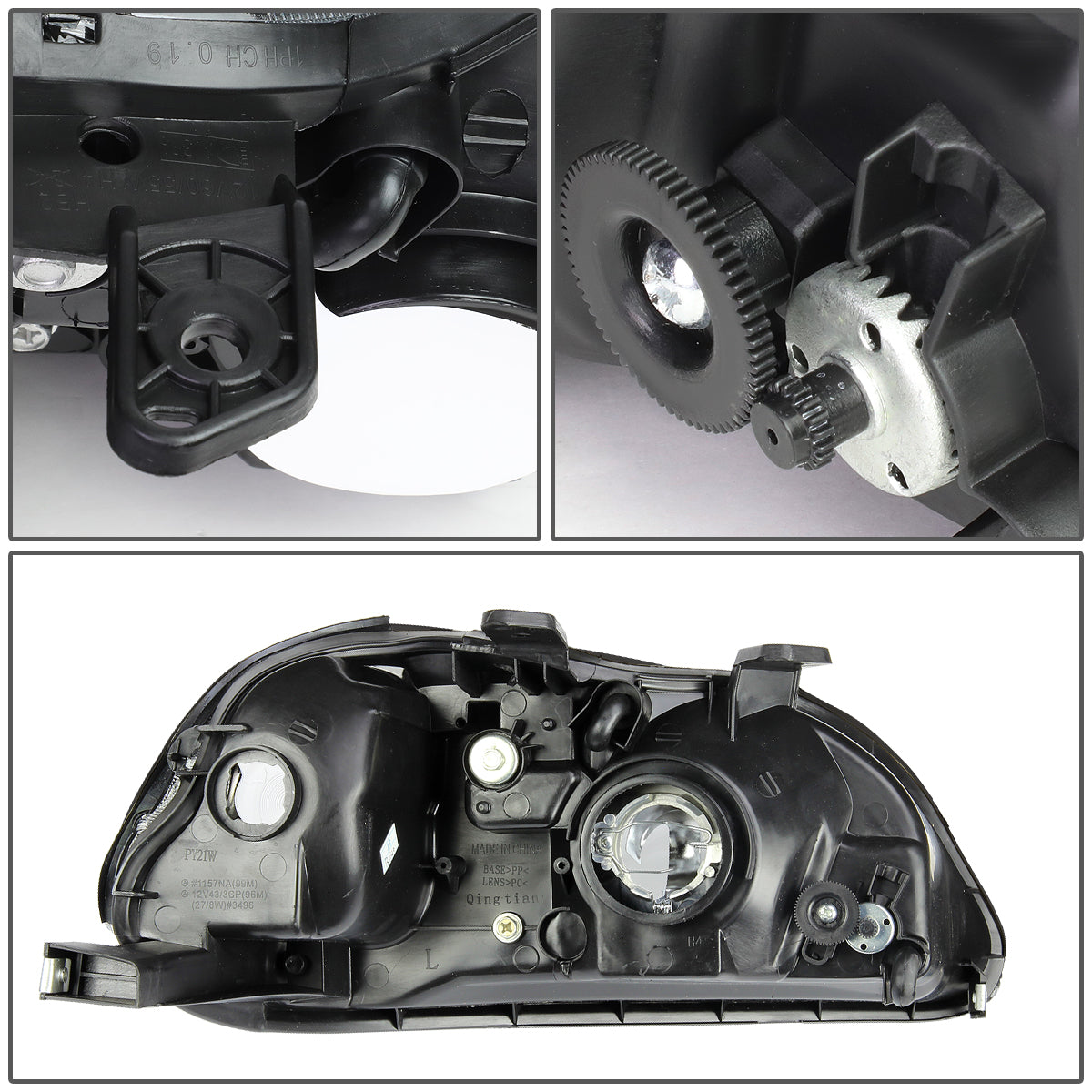 96-98 HONDA CIVIC EJ/EM/EK SMOKED LENS CLEAR CORNER SIGNAL HEADLIGHT LAMPS