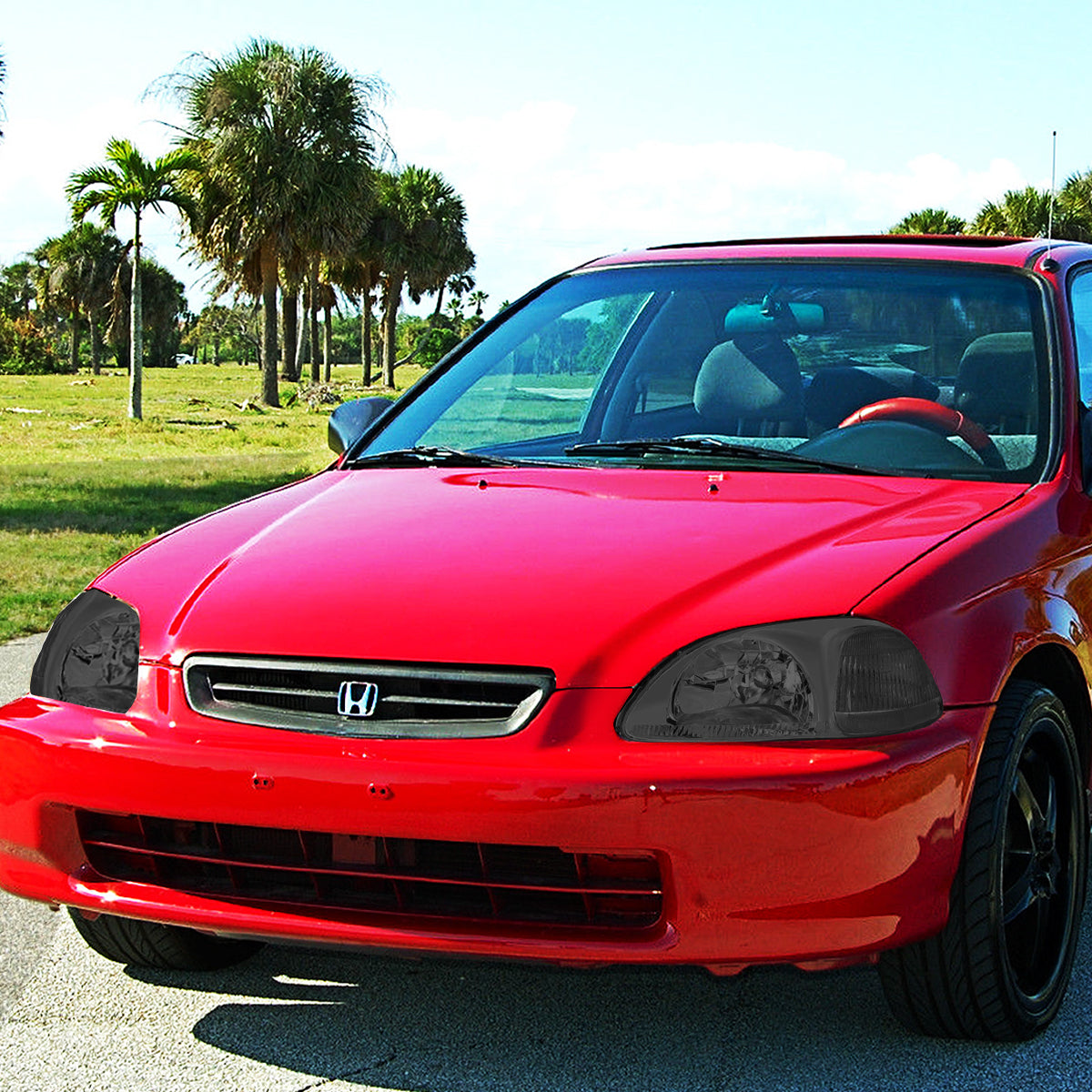 96-98 HONDA CIVIC EJ/EM/EK SMOKED LENS CLEAR CORNER SIGNAL HEADLIGHT LAMPS