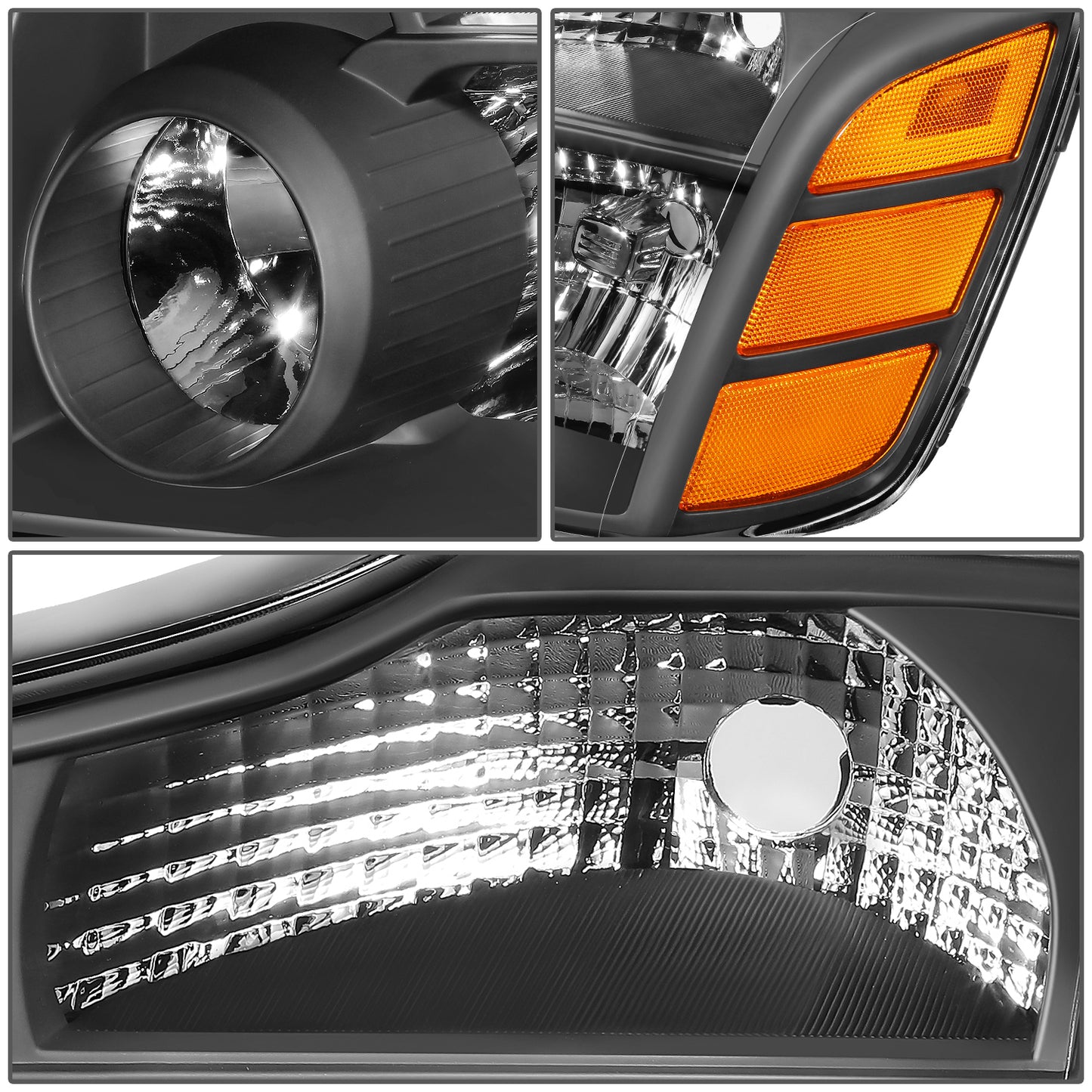 04-15 NISSAN TITAN/-07 ARMADA BLACK HOUSING AMBER CORNER HEADLIGHT HEADLAMPS