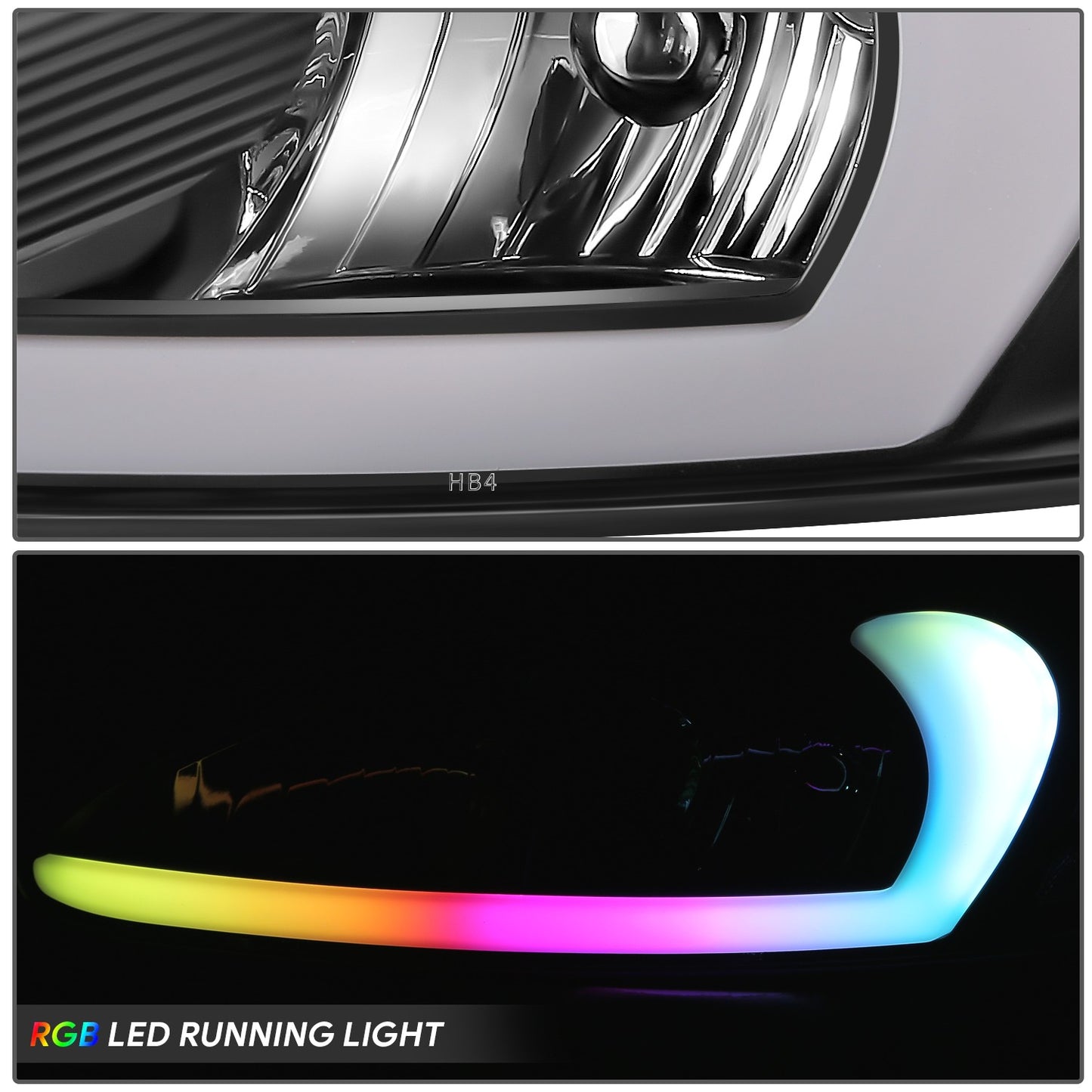 04-08 Grand Prix Headlights Black Sequential Animated Start-Up RGB LED DRL