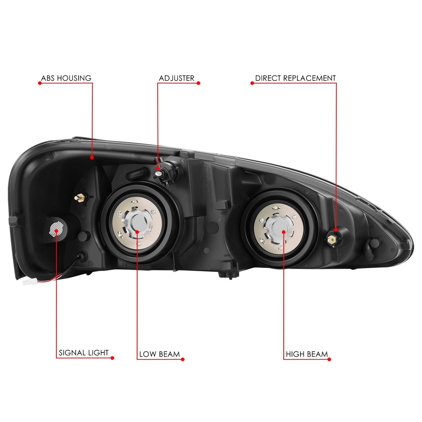 04-08 Grand Prix Headlights Black Sequential Animated Start-Up RGB LED DRL