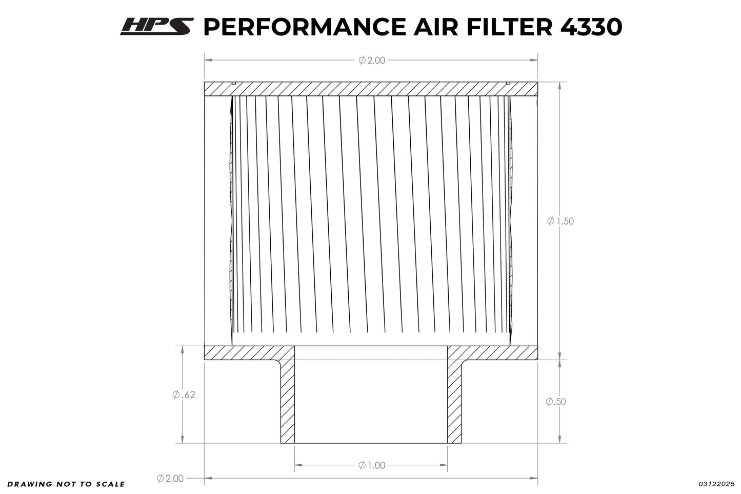 HPS Performance Crankcase Vent Air Filter Breather 1" ID, 2" Overall Length