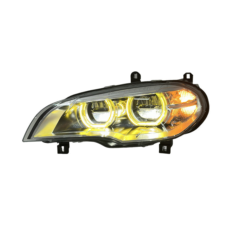 Angel Eyes Style Dual Color LED Headlights Assembly for BMW X5 E70 (2008–2013)