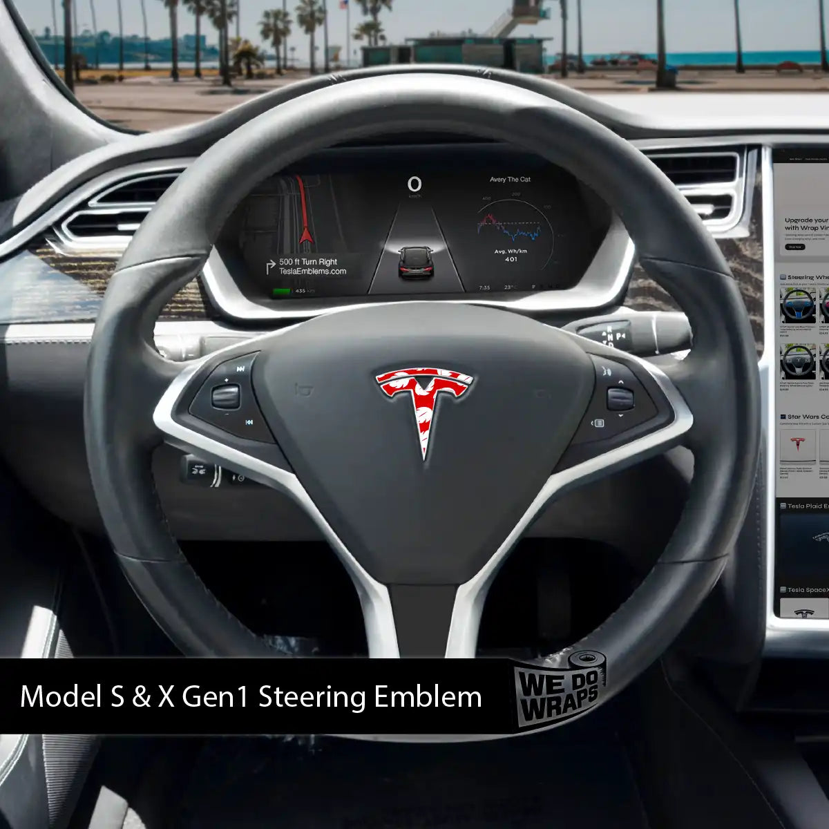 Hawaiian Tesla Steering Wheel Wrap | Model X