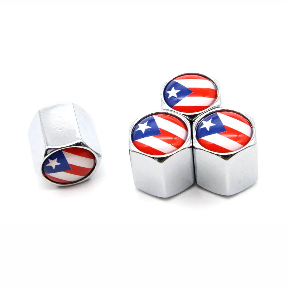 Puerto Rico Flag Zinc Alloy Tire Valve Stem Caps