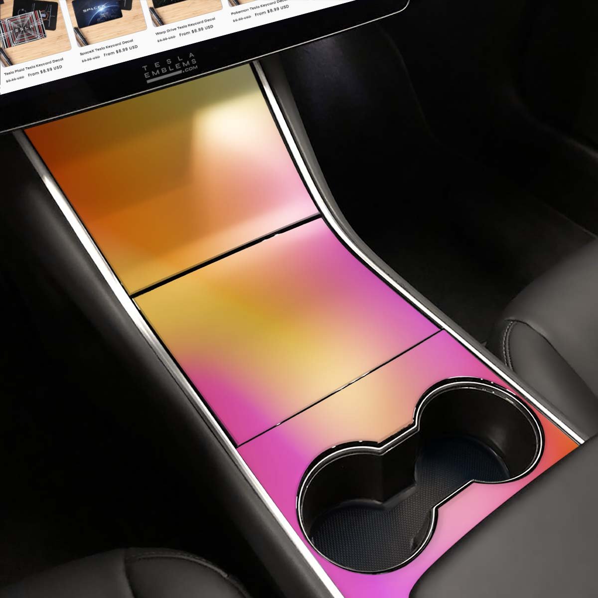 Heatwave Gradient | Tesla Center Console Wrap Kit | Model 3 ’17-20