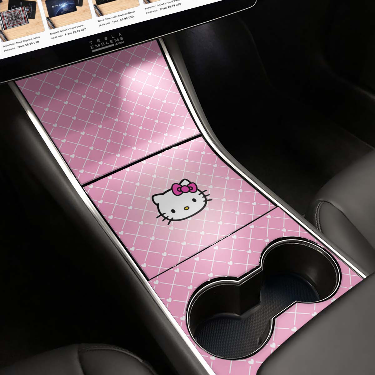 Sweet Kitty | Tesla Center Console Wrap Kit | Model 3 ’17-20