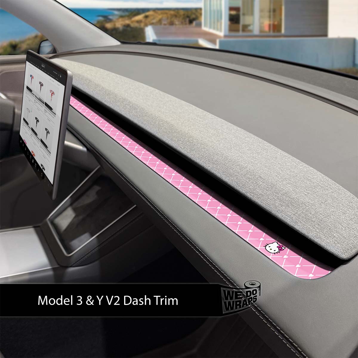Sweet Kitty Tesla Dash Trim Wrap | Model 3 ’24-26 Refresh