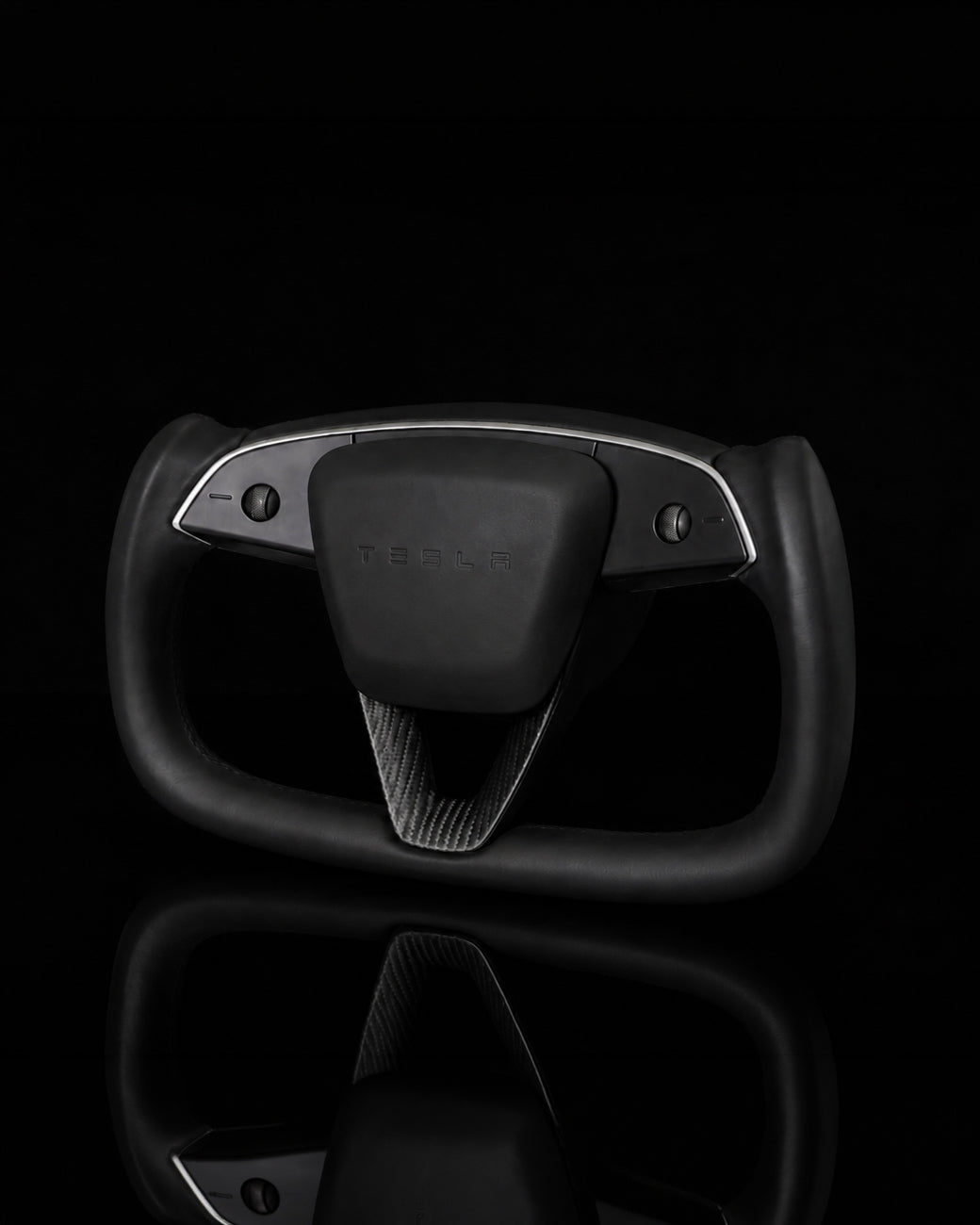 TESLA MODEL 3 HIGHLAND SMOOTH LEATHER YOKE DRY MATTE CARBON STEERING WHEEL (Copy)