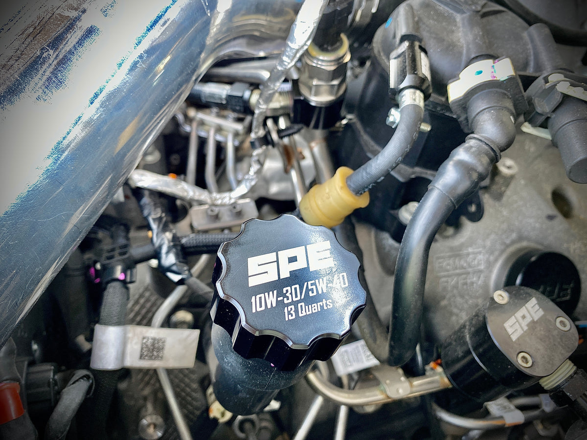 SPE 6.7L Powerstroke Billet Oil Cap- Fits 2011-2022 13qt