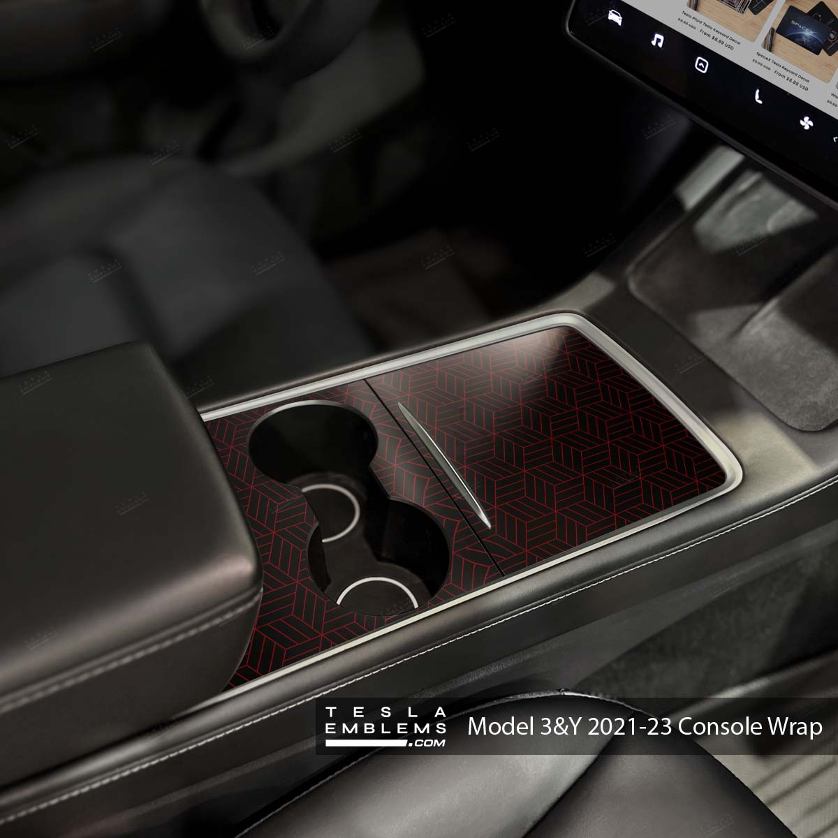 Isometric 3D Pattern | Tesla Center Console Wrap Kit | Model 3 '21-24