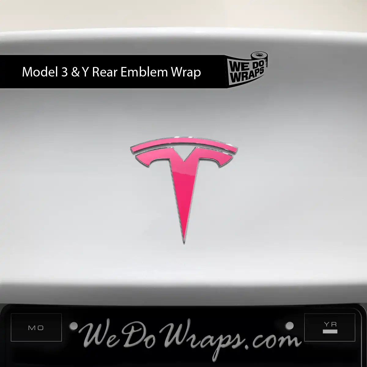 Avery Gloss Pool Party Pink Tesla Emblem Decals (Front + Back) | Model Y