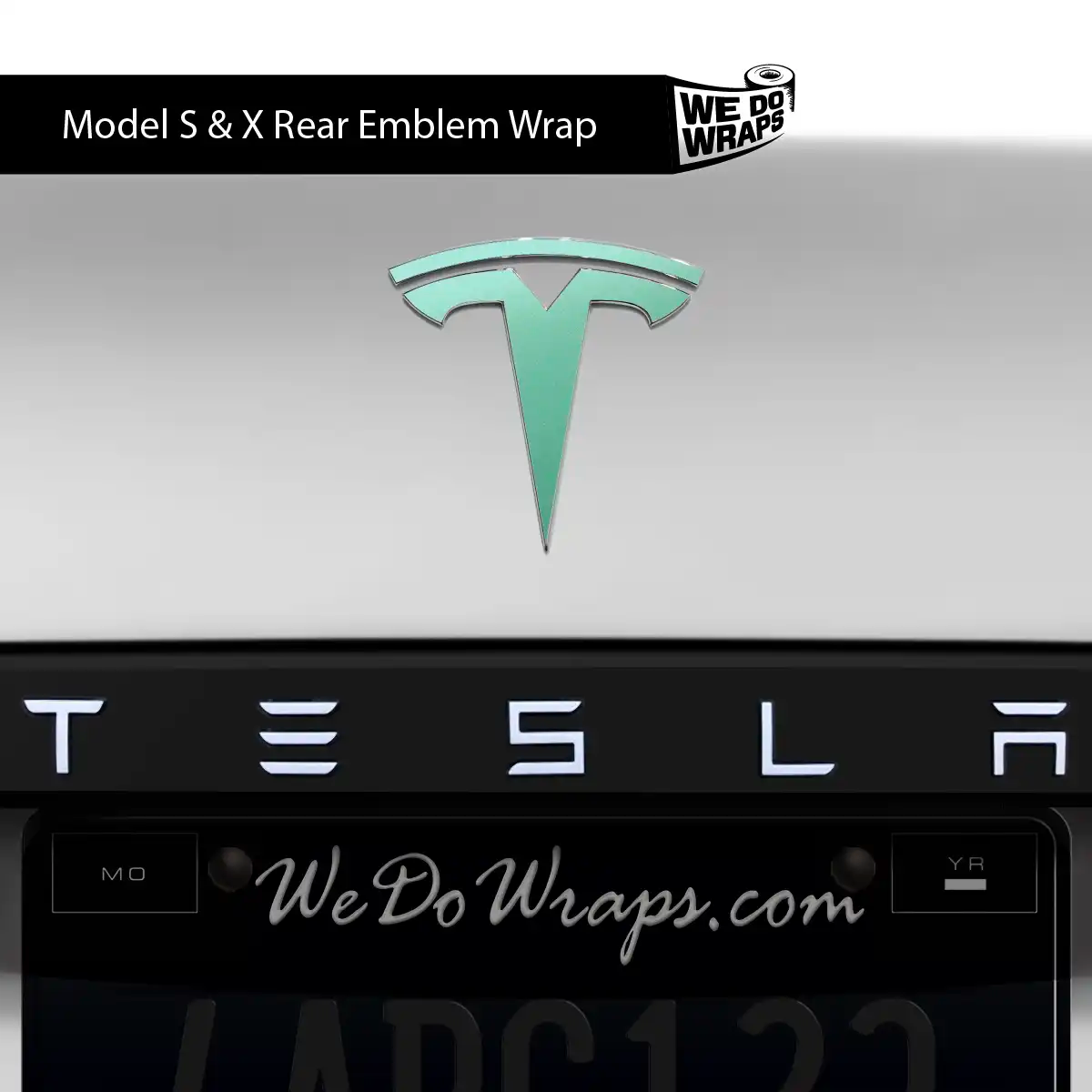 KPMF Satin Spearmint Tesla Emblem Decals (Front + Back) | Model X