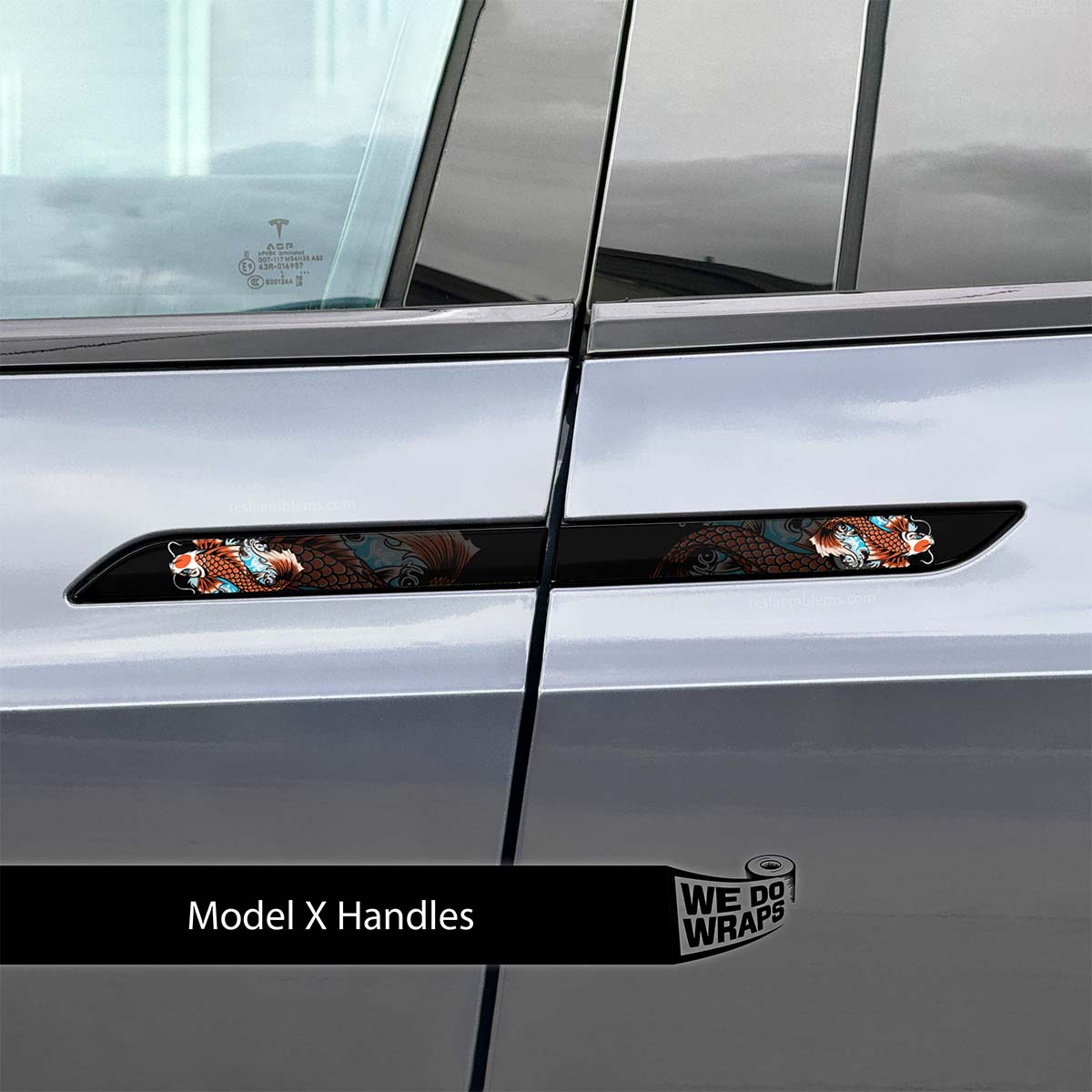 Koi Tattoo Art Tesla Door Handle Decals (4pcs)