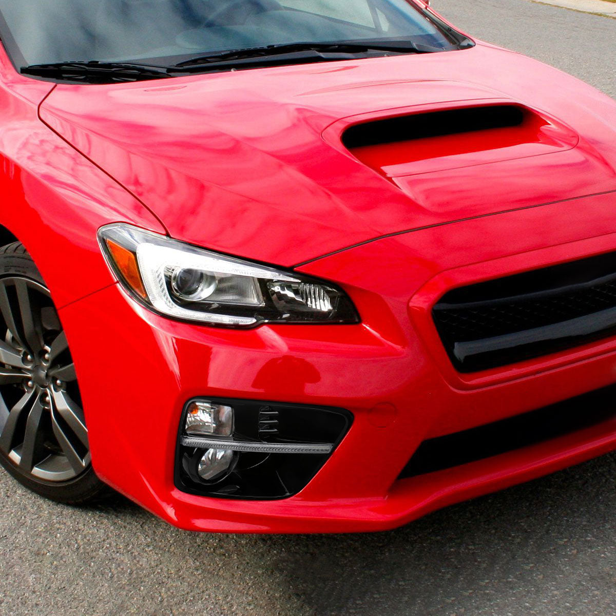 2015-2017 Subaru Impreza WRX STI LED Sequential Switchback Signal Fog Light Bezels (Glossy Black Housing/Clear Lens)