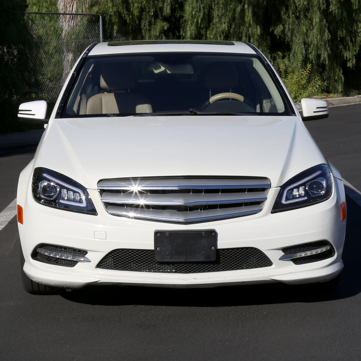 2008-2011 Mercedes Benz W204 C-Class Switchback Sequential Full LED Projector Headlights (Matte Black Housing/Clear Lens)