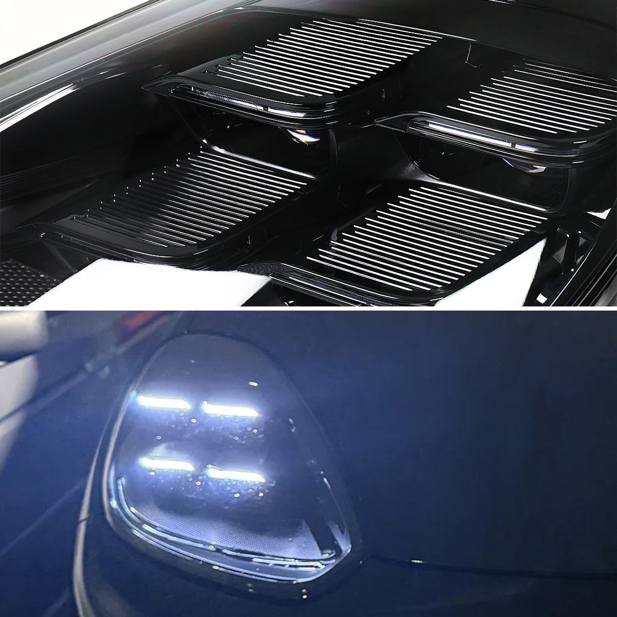 2015-2017 Porsche Cayenne 958.2 Matrix Style LED Projector Headlights w/ DRL for Dynamic Function (Matte Black Housing / Glossy Black Accents / Clear Lens)