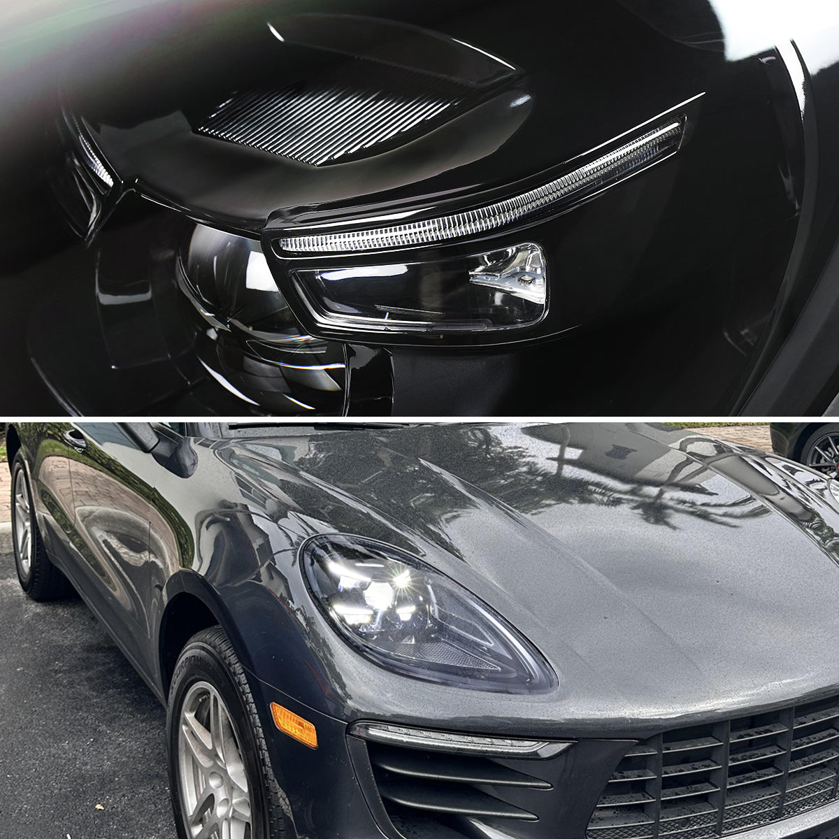2015-2018 Porsche Macan 95B.1 Matrix Style LED Projector Headlights w/ DRL for Dynamic Function (Matte Black Housing / Glossy Black Accents / Clear Lens)