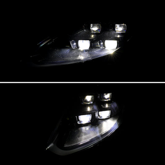 2014-2016 Porsche Panamera 970.2 Matrix Style LED Projector Headlights w/ DRL for non-Factory HID (Matte Black Housing / Glossy Black Accents / Clear Lens)