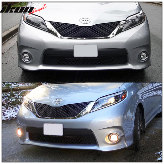 2017-2018 Toyota Sienna Black Housing With Clear Lens Fog Light ABS