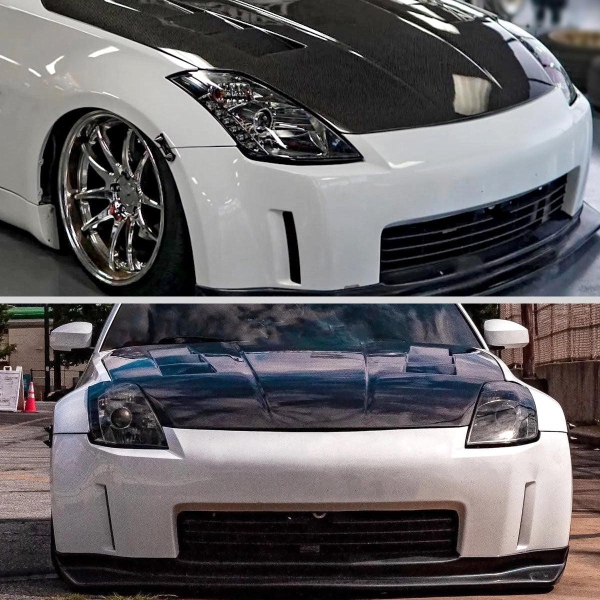 2003-2005 Nissan 350Z Projector Headlights w/ SMD LED Light Strip (Chrome Housing/Smoked Lens)