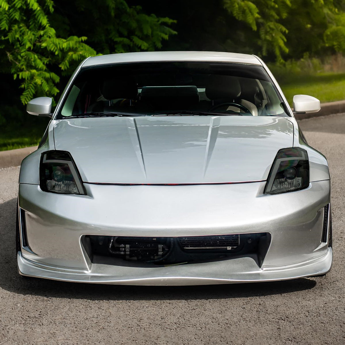 2003-2005 Nissan 350Z Switchback Sequential Turn Signal Animated LED Bar Projector Headlights (Matte Black Housing/Smoked Lens)