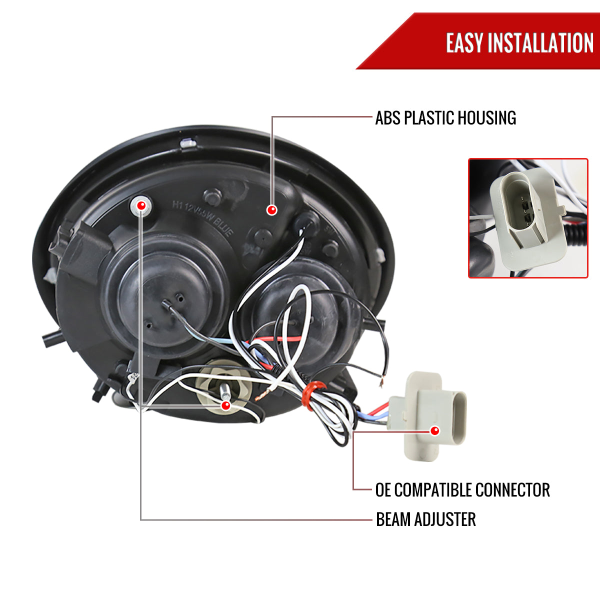 1998-2005 Volkswagen Beetle Halo Projector Headlights (Chrome Housing/Clear Lens)