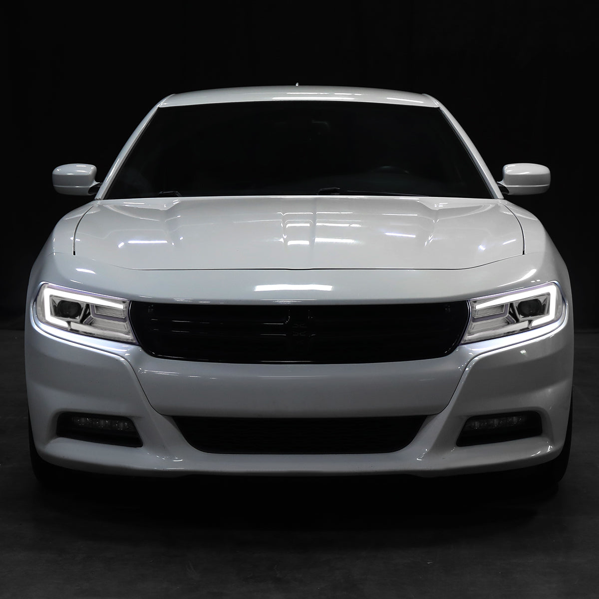 2015-2023 Dodge Charger LED Strip Projector Headlights w/ LED Sequential Turn Signal (Chrome Housing/Clear Lens)
