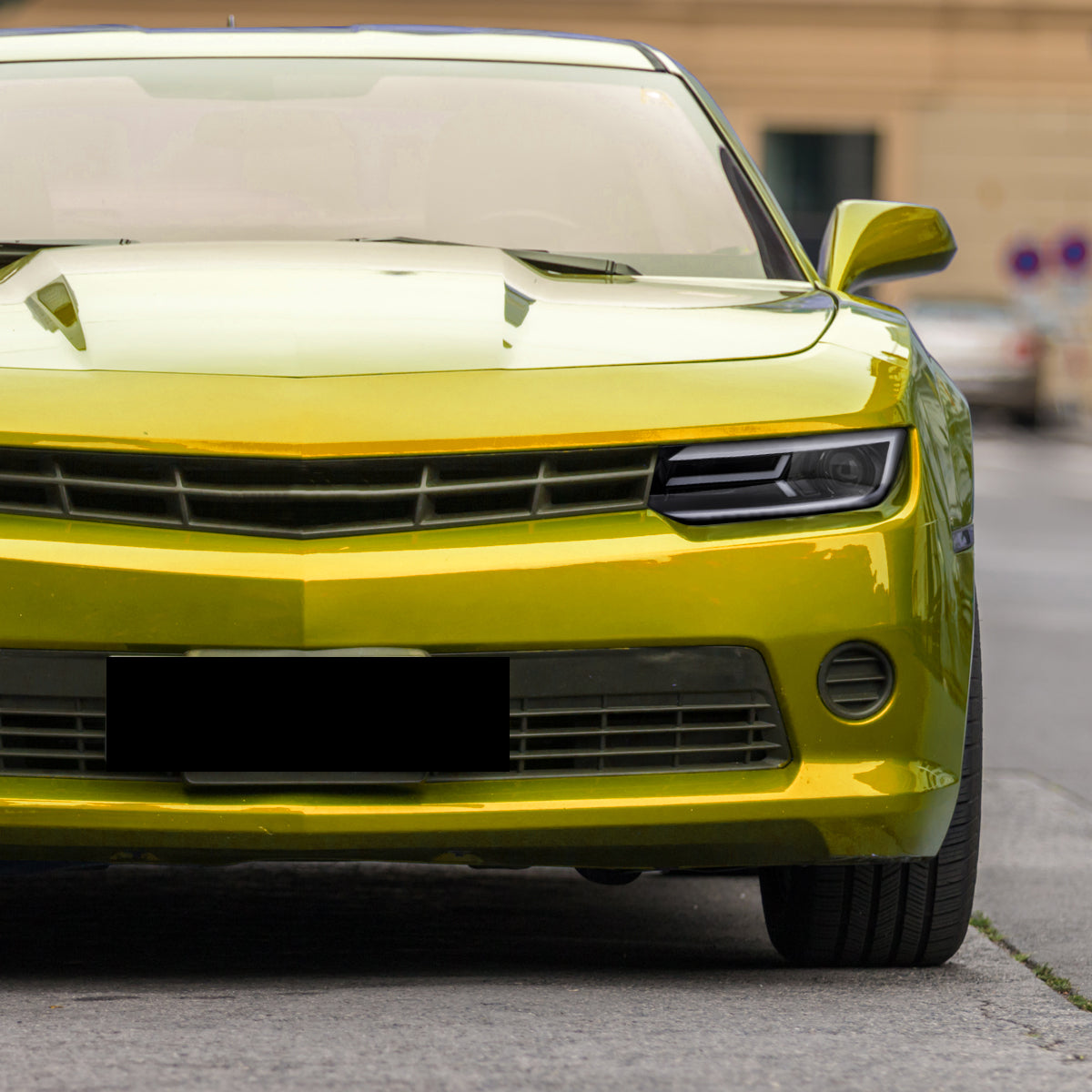 2014-2015 Chevrolet Camaro LED Strip Projector Headlights w/ Sequential Turn Signal Lights (Glossy Black Housing/Clear Lens)