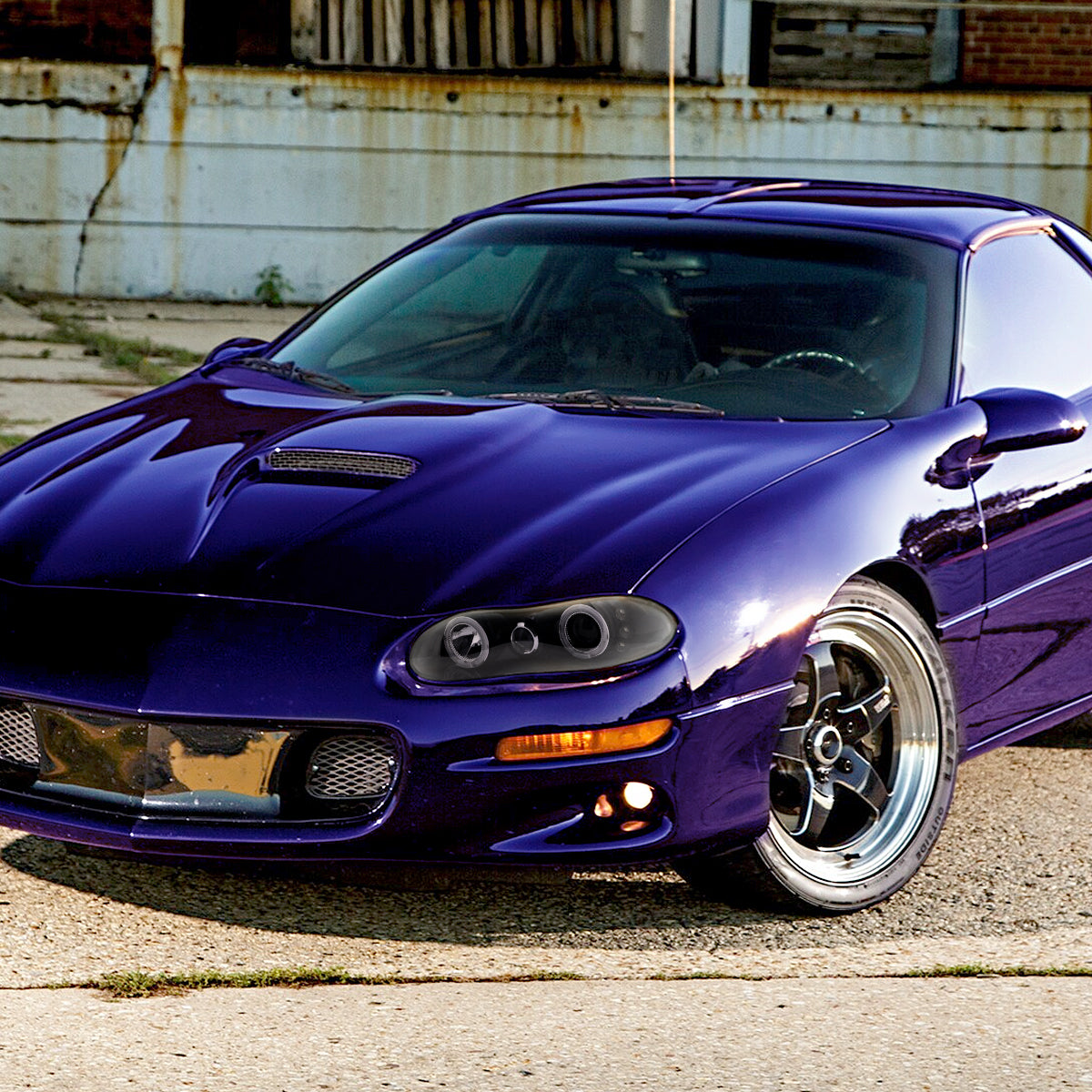 1998-2002 Chevrolet Camaro Dual Halo Projector Headlights (Glossy Black Housing/Smoked Lens)
