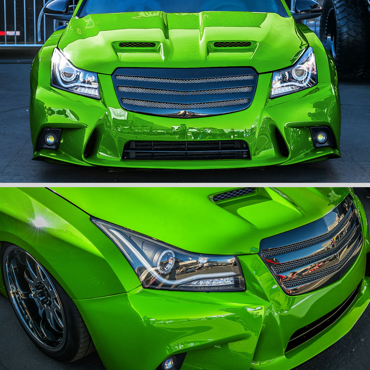 2011-2015 Chevrolet Cruze / 2016 Cruze Limited Halo Projector Headlights w/ LED Light Bar & LED Turn Signal Lights (Matte Black Housing/Clear Lens)