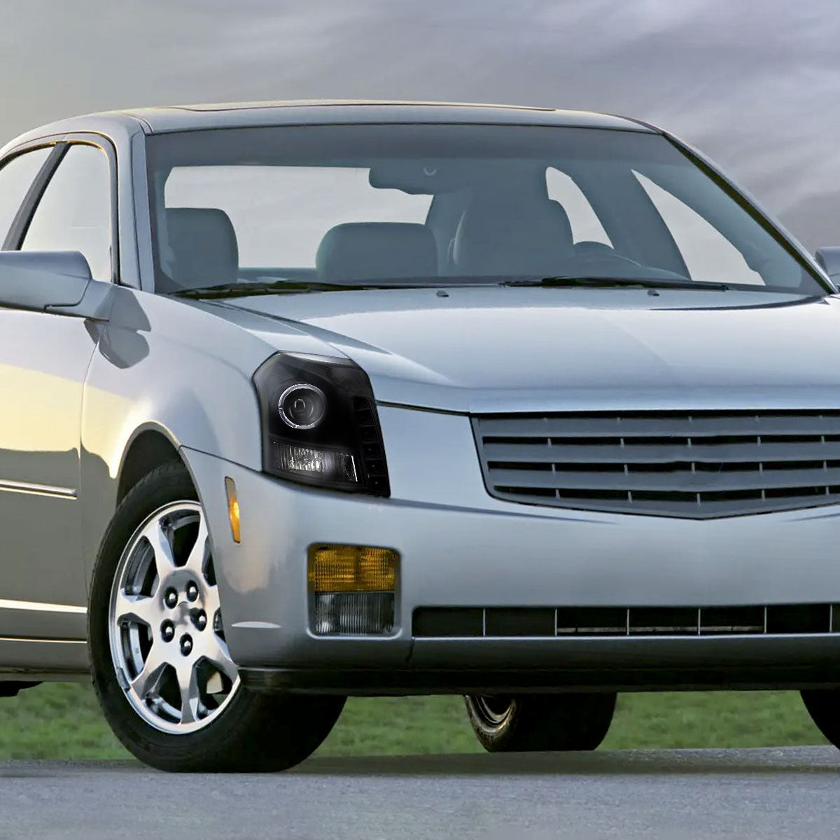 2003-2007 Cadillac CTS Halo Projector Headlights (Matte Black Housing/Clear Lens)