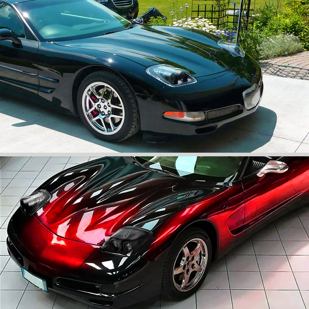 1997-2004 Chevrolet Corvette C5 H7 Projector Headlights (Matte Black Housing/Clear Lens)