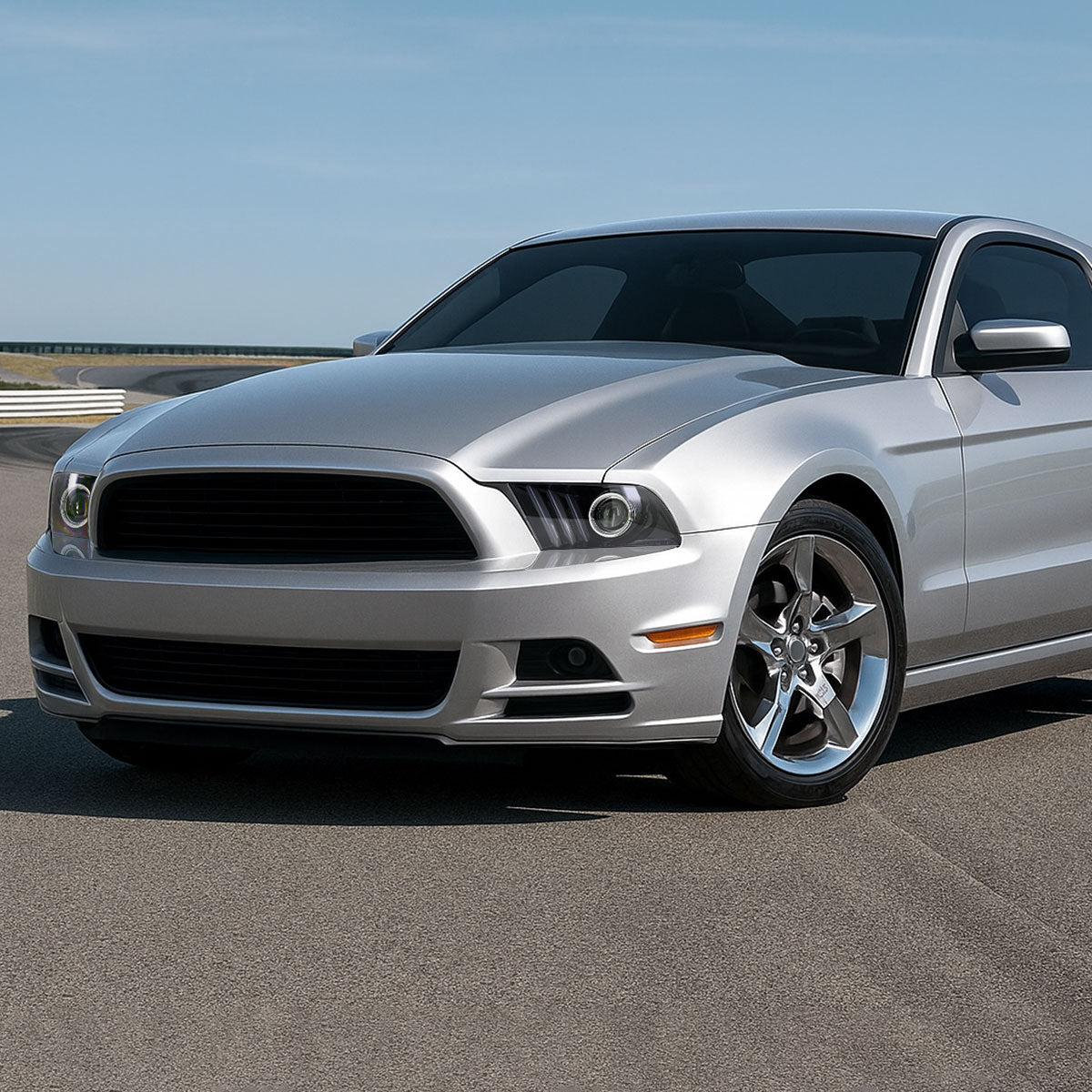 2010-2014 Ford Mustang LED Bar Projector Headlights w/ Sequential Turn Signals (Jet Black Housing/Clear Lens)