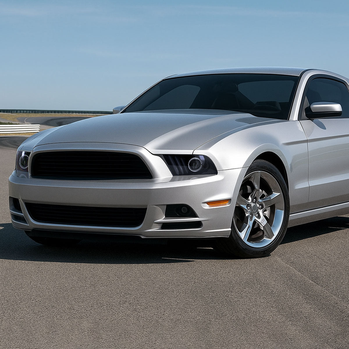2010-2014 Ford Mustang LED Bar Projector Headlights w/ Sequential Turn Signals (Glossy Black Housing/Smoked Lens)