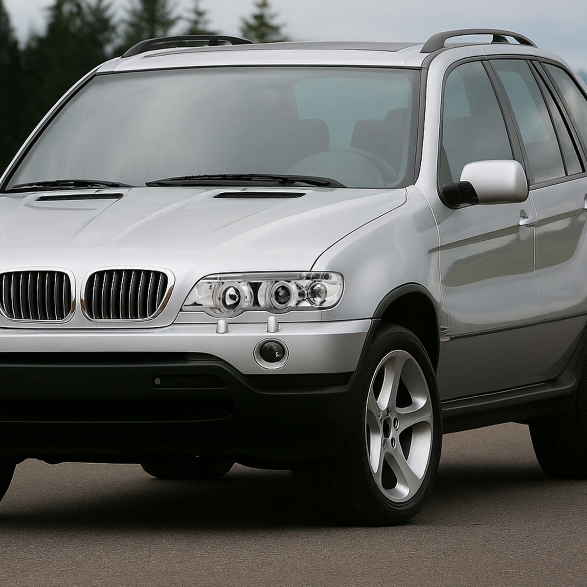 2001-2003 BMW E53 X5 Dual Halo Projector Headlights (Chrome Housing/Clear Lens)