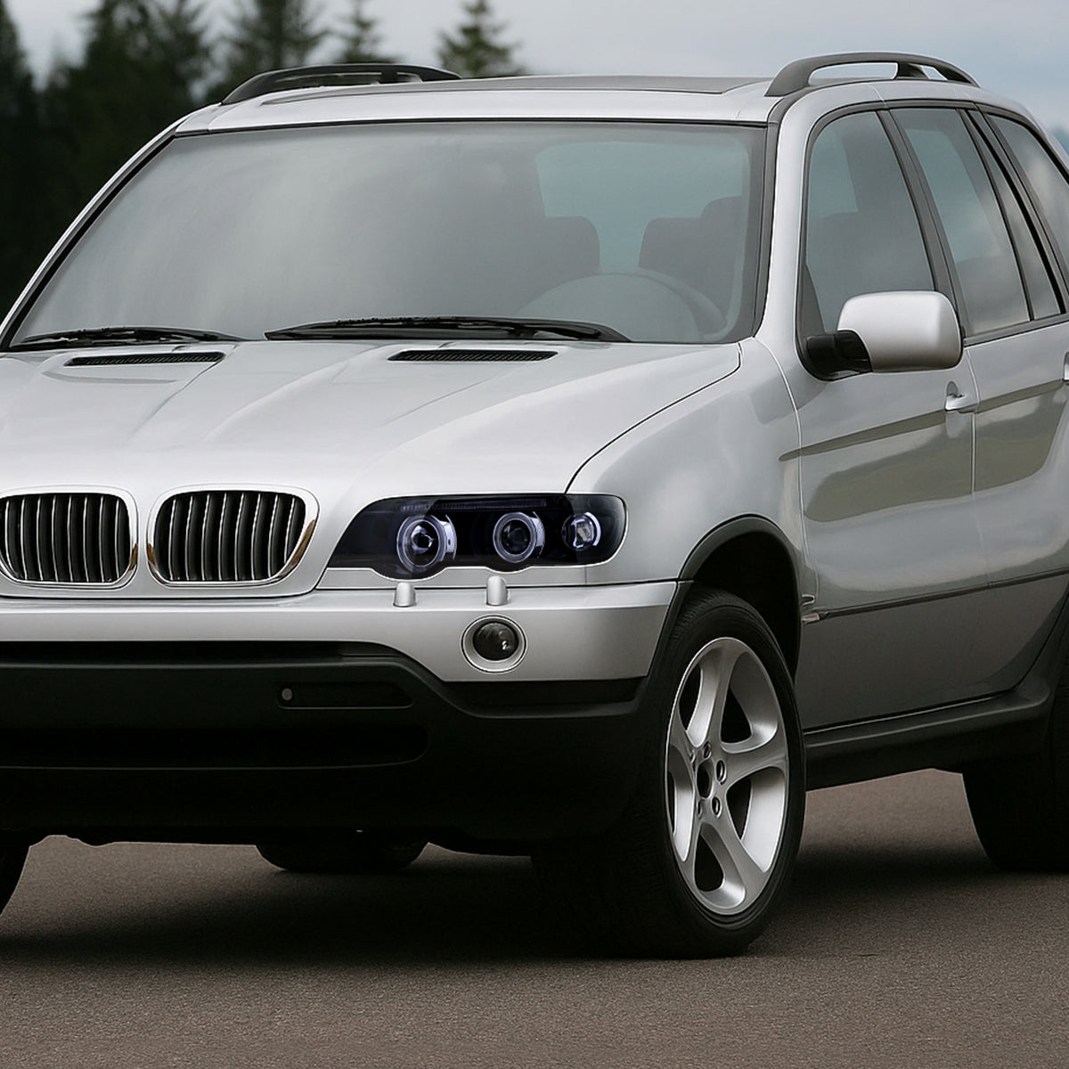 2001-2003 BMW E53 X5 Dual Halo Projector Headlights (Glossy Black Housing/Smoked Lens)