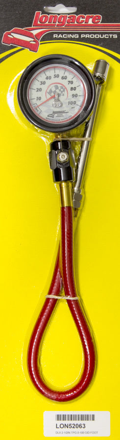 Longacre Tire Gauge 0-100PSI 2.5 in GID Deluxe Foot Valve 52-52063