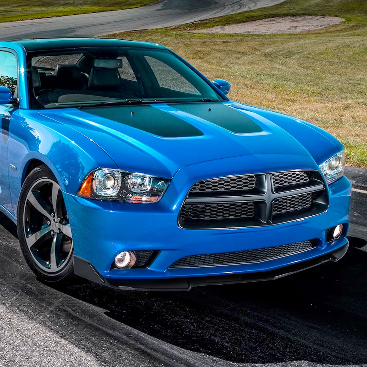 2011-2014 Dodge Charger Glossy Black 3PC Front Bumper Lip Splitter Kit