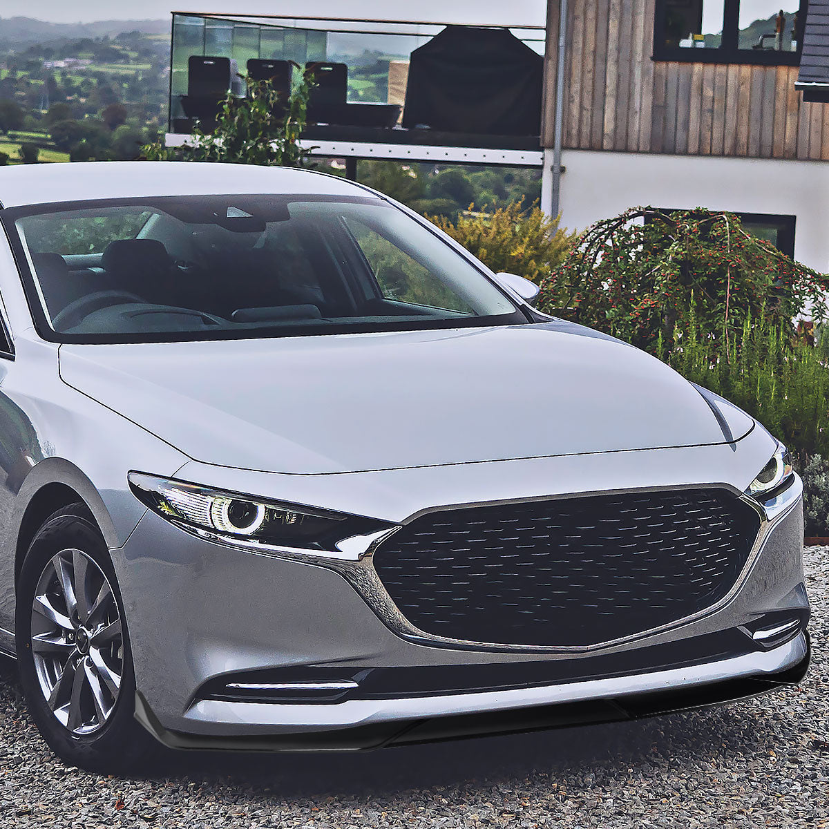 2019-2020 Mazda 3 Glossy Black Polypropylene 3PC Front Bumper Lip Set