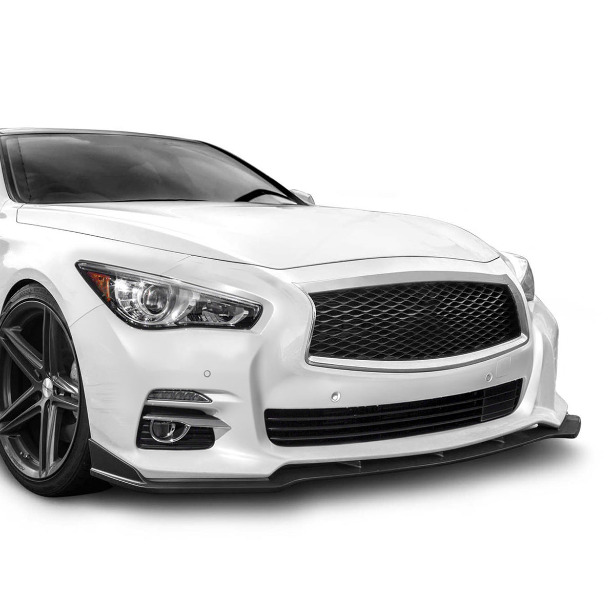 2014-2017 Infiniti Q50 Matte Black Polypropylene 3PC Bumper Lip