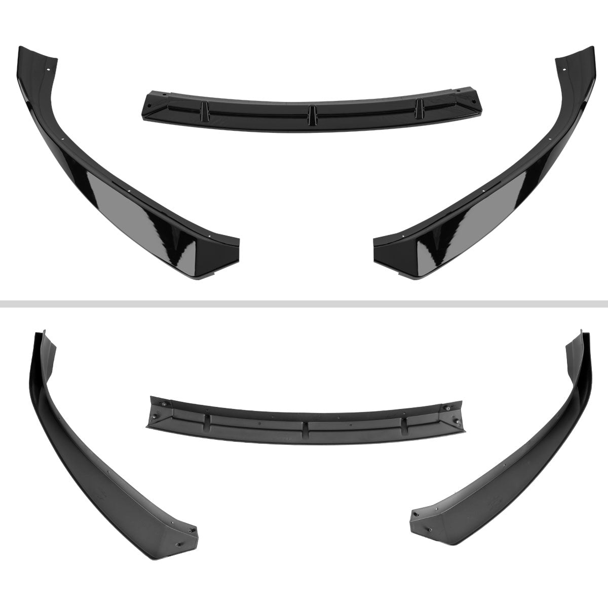2016-2020 Tesla Model S Glossy Black 3PC Front Bumper Lip Splitter Kit