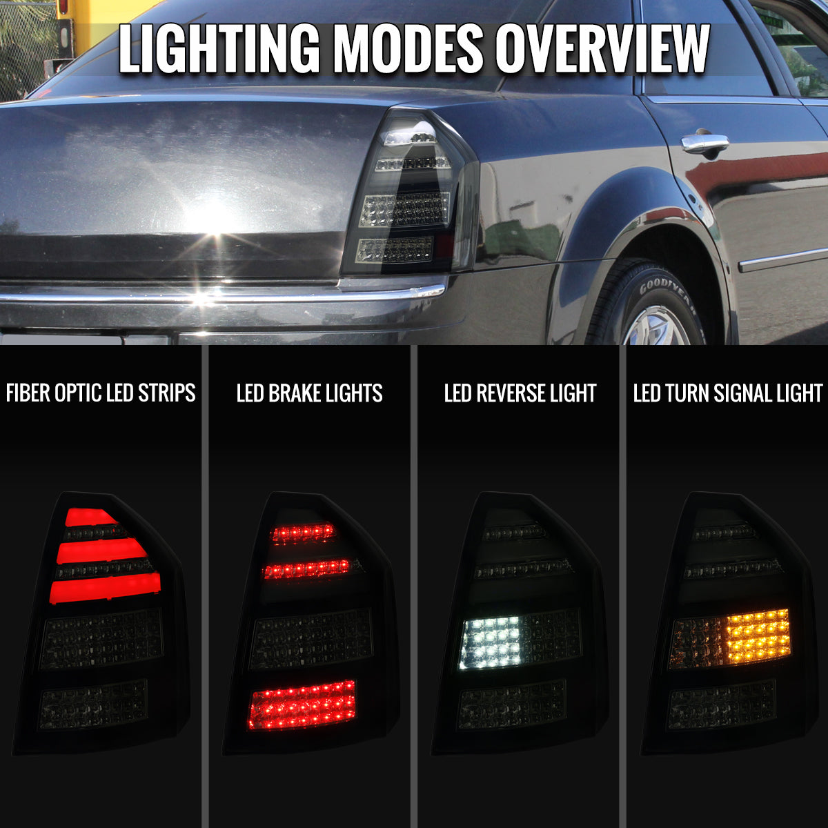 2005-2007 Chrysler 300C LED Tail Lights (Glossy Black Housing/Smoked Lens)