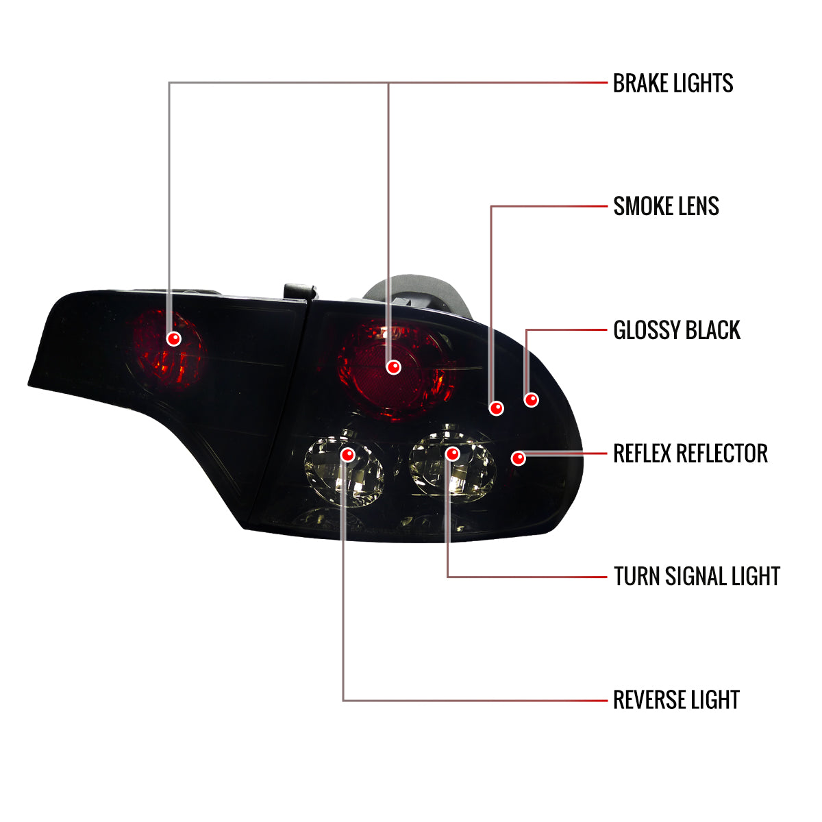 2006-2011 Honda Civic Sedan Tail Lights (Glossy Black Housing/Smoked Lens)