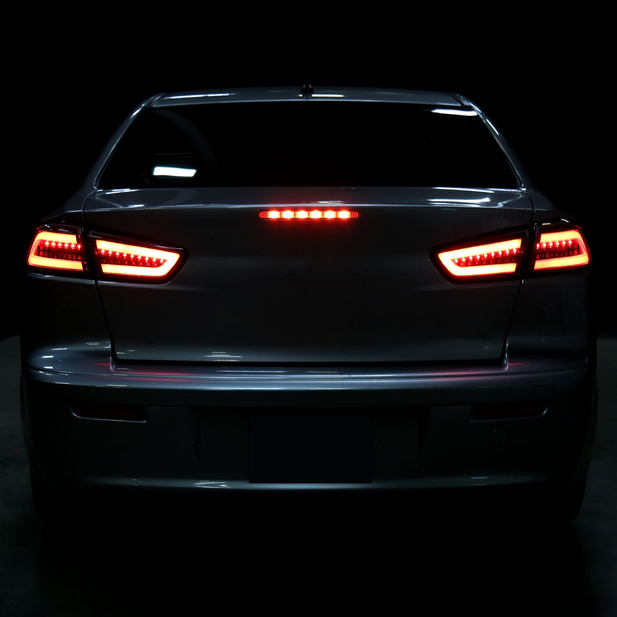 2008-2017 Mitsubishi Lancer / 2008-2015 Lancer EVO X Sedan Red Bar LED Tail Lights (Black Housing/Clear Lens)