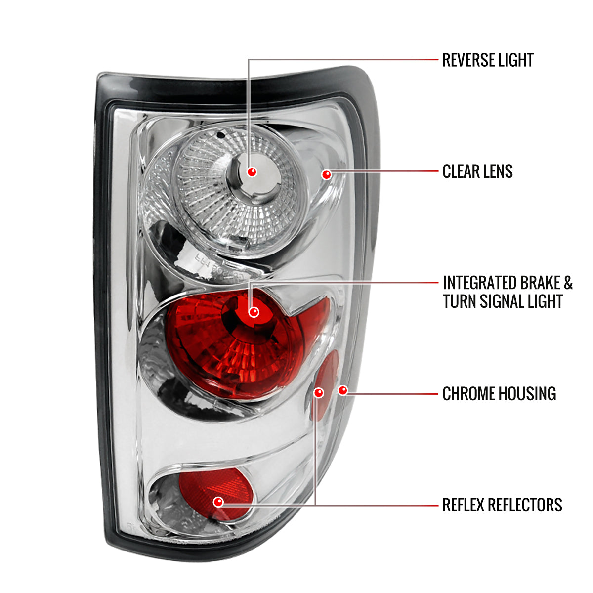 2004-2008 Ford F-150 Styleside Tail Lights (Chrome Housing/Clear Lens)