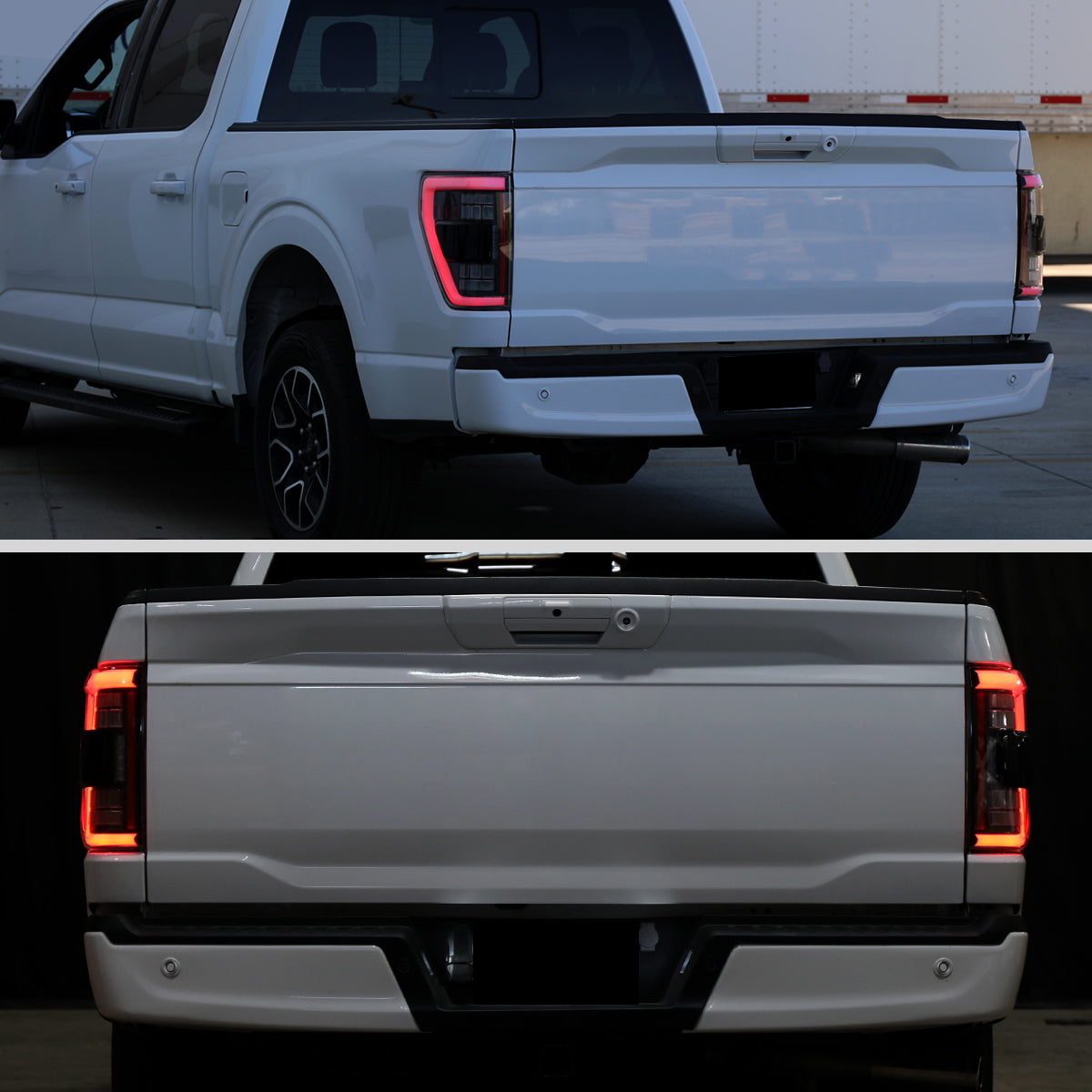 2021–2023 Ford F-150 LED Tail Lights w/ Switchback Sequential Turn Signals (Matte Black Housing / Clear Lens)