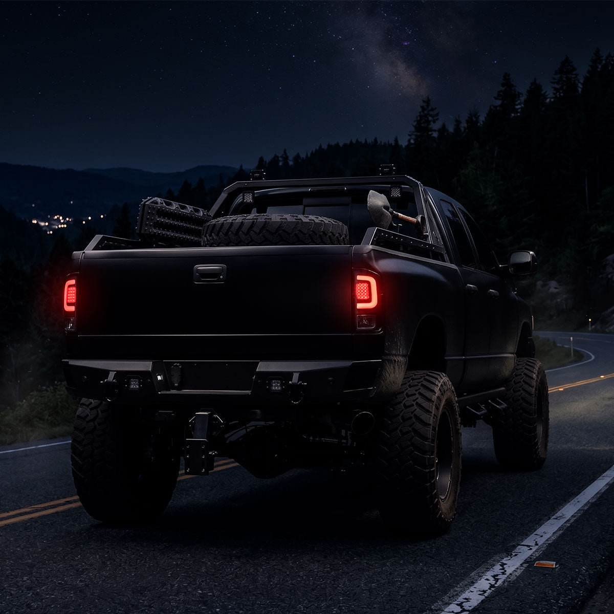 2008-2016 Ford F-250 / F-350 / F-450 / F-550 Super Duty Red LED C-Bar Tail Lights (Black Housing / Clear Lens)