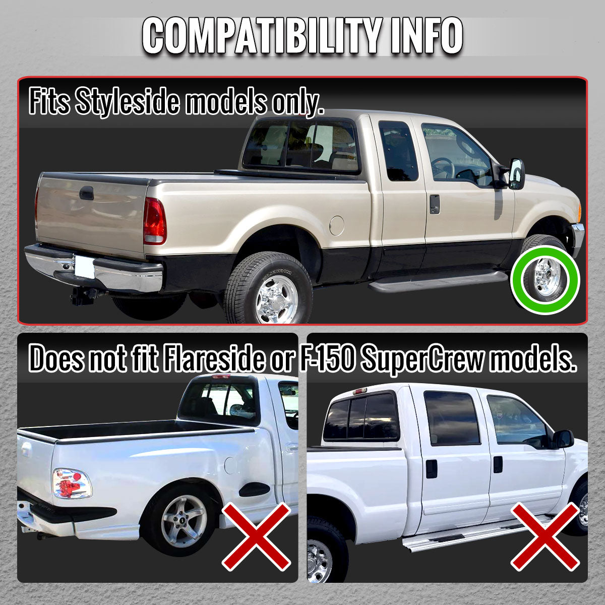 1999-2007 Ford F-250 / F-350 / F-450 / F-550 Super Duty LED C-Bar Tail Lights (Black Housing / Smoked Lens)
