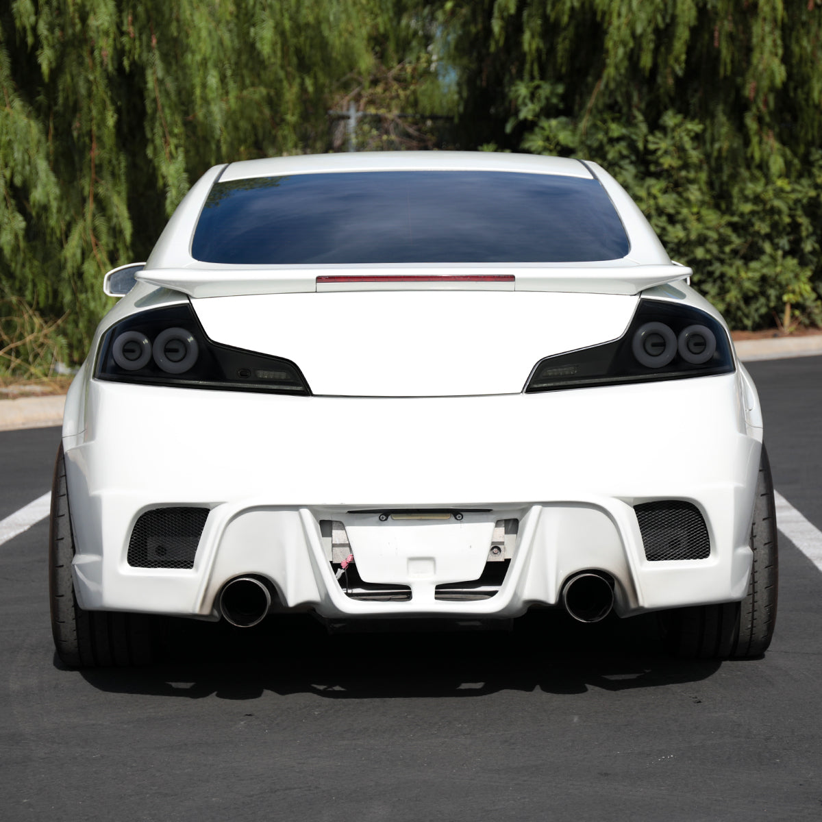 2003-2007 Infiniti G35 Coupe White LED Halo Sequential Signal Tail Lights (Matte Black Housing/Smoked Lens)